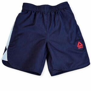 Reebok Navy Athletic Shorts With Red Logo
